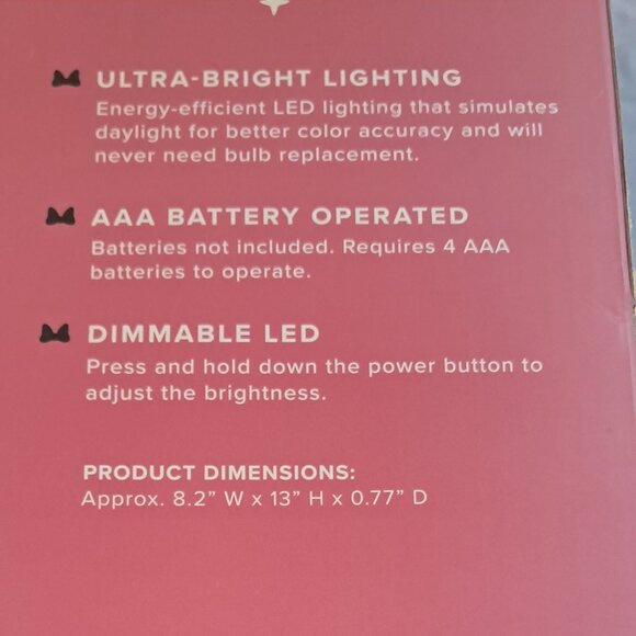 Minnie Mouse Bowtiful LED Handheld Make up Mirror. BNWT/BOX - Picture 6 of 8